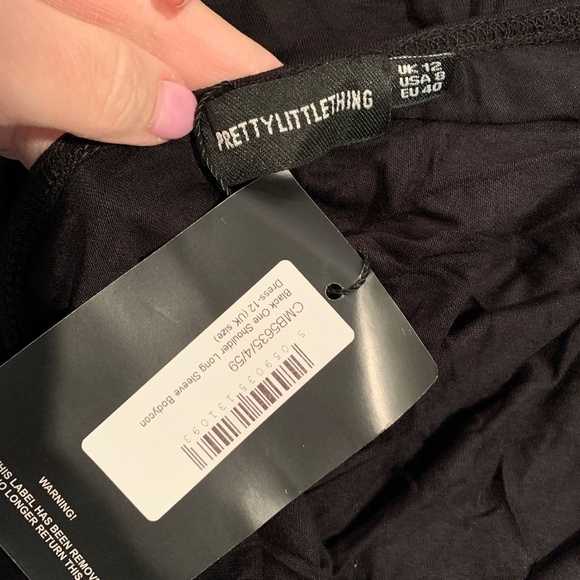 Pretty Little Things One Shoulder Long Sleeve Bodycon Dress Black size 8 NWT - Picture 4 of 5